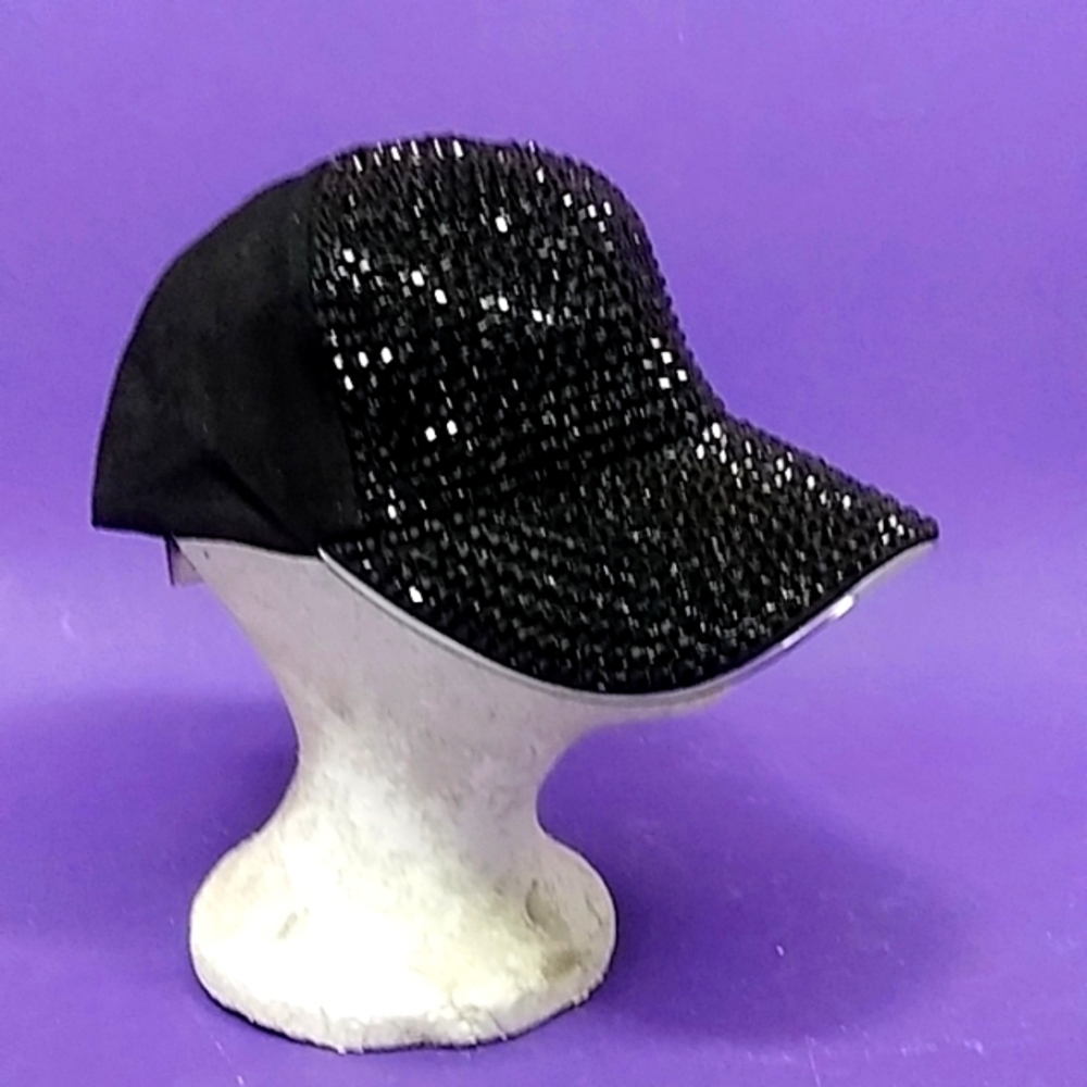 Glittery Baseball Hat Cap "Music Festival Hat" with Black Shiny Studs Adjustable